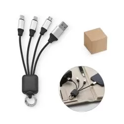 Cabo USB 3 em 1 em PET 100% reciclado Personalizado Para dar de brinde